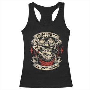 Fun Fact I Dont Care Racerback Tank Top Funny Smoking Gorilla Sarcastic TS11 Black Print Your Wear