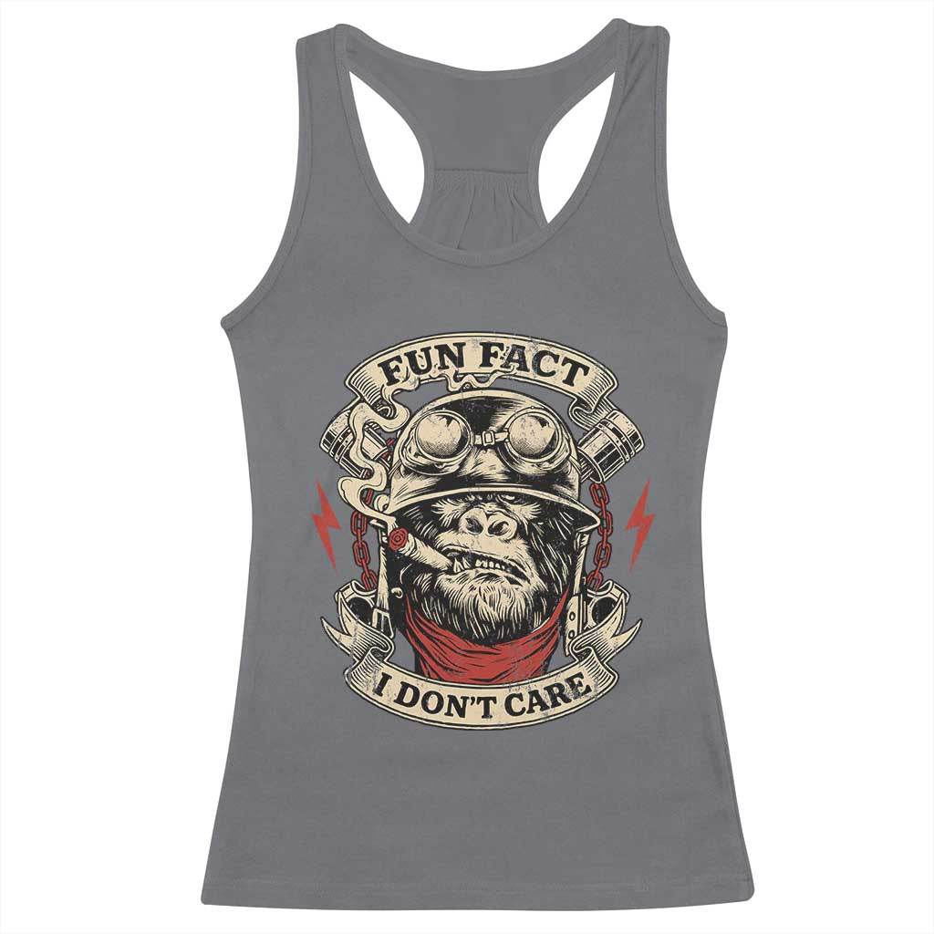 Fun Fact I Dont Care Racerback Tank Top Funny Smoking Gorilla Sarcastic TS11 Charcoal Print Your Wear