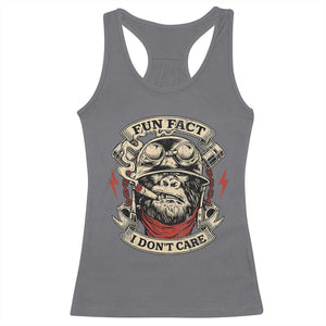 Fun Fact I Dont Care Racerback Tank Top Funny Smoking Gorilla Sarcastic TS11 Charcoal Print Your Wear