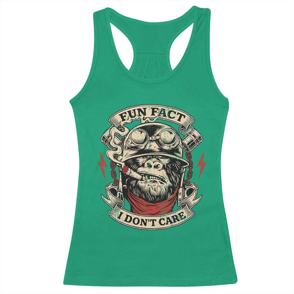Fun Fact I Dont Care Racerback Tank Top Funny Smoking Gorilla Sarcastic TS11 Irish Green Print Your Wear