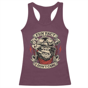 Fun Fact I Dont Care Racerback Tank Top Funny Smoking Gorilla Sarcastic TS11 Maroon Print Your Wear
