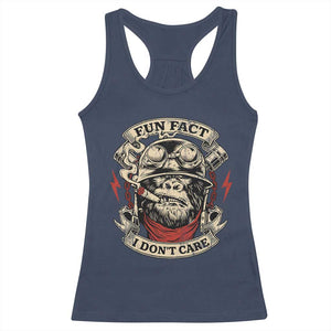 Fun Fact I Dont Care Racerback Tank Top Funny Smoking Gorilla Sarcastic TS11 Navy Print Your Wear