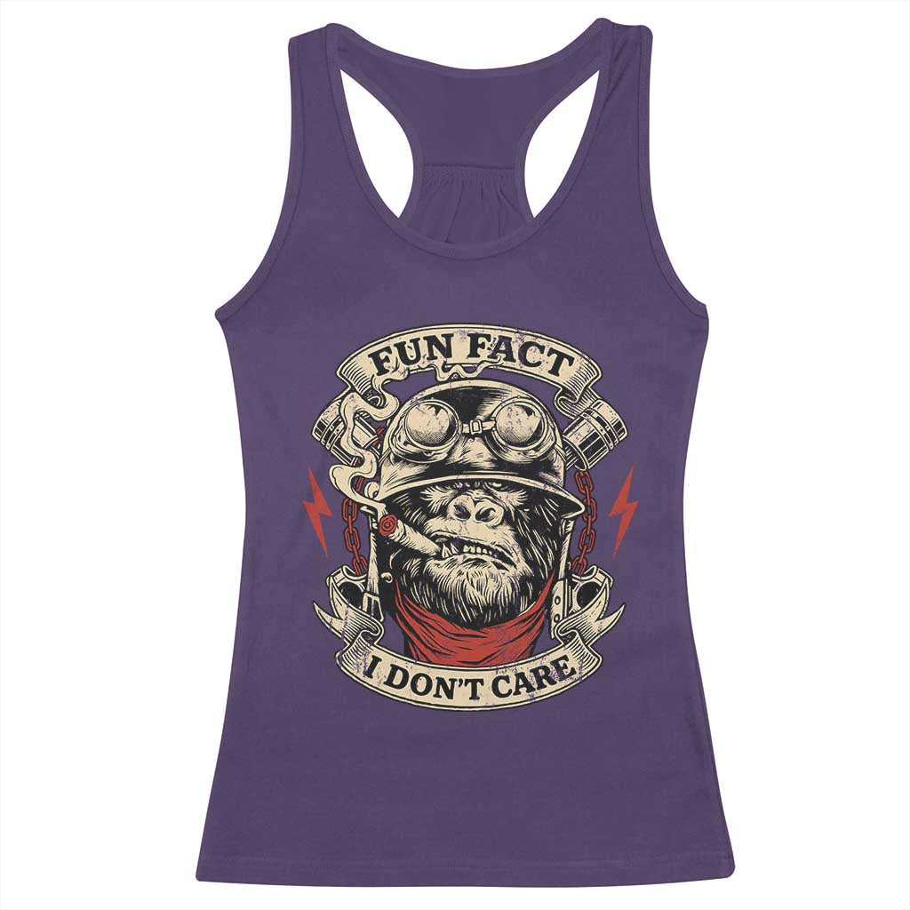 Fun Fact I Dont Care Racerback Tank Top Funny Smoking Gorilla Sarcastic TS11 Purple Print Your Wear