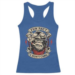 Fun Fact I Dont Care Racerback Tank Top Funny Smoking Gorilla Sarcastic TS11 Royal Blue Print Your Wear