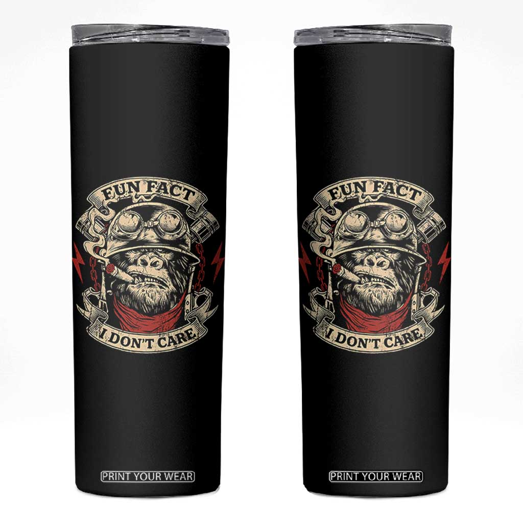 Fun Fact I Dont Care Skinny Tumbler Funny Smoking Gorilla Sarcastic TS11 Black Print Your Wear