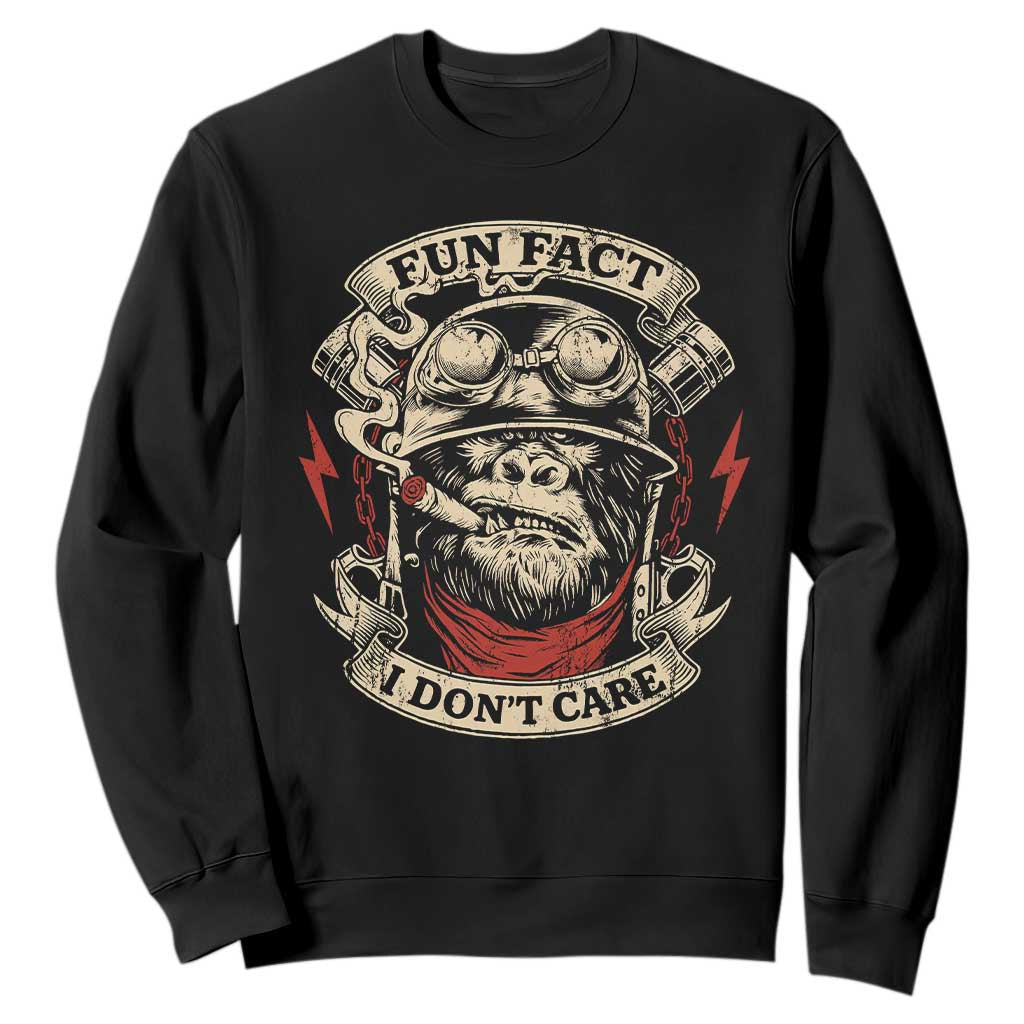 Fun Fact I Dont Care Sweatshirt Funny Smoking Gorilla Sarcastic TS11 Black Print Your Wear