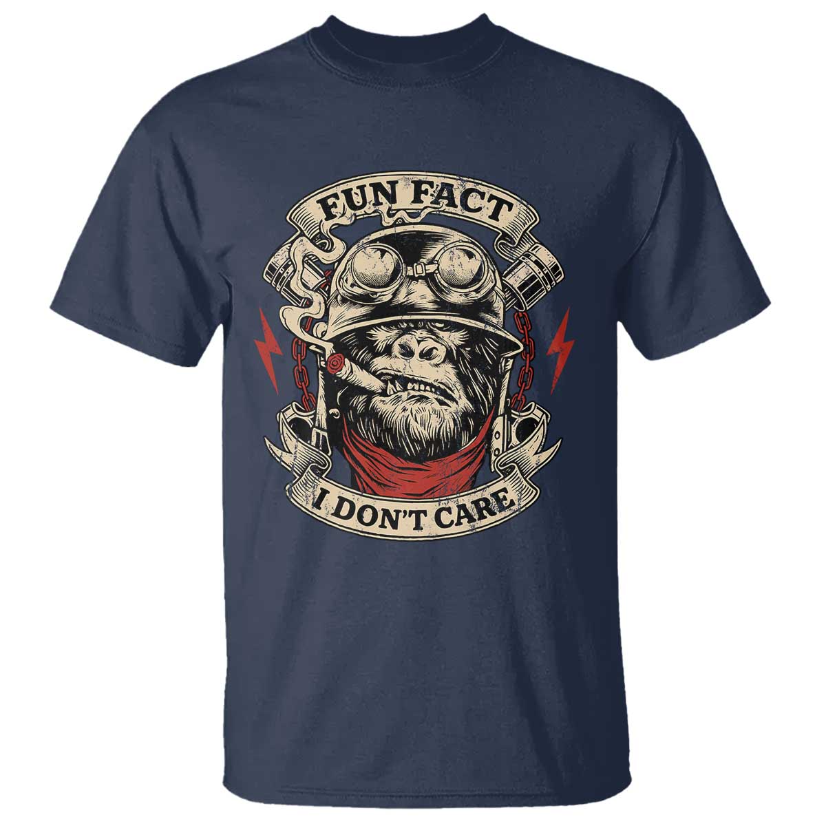 Fun Fact I Dont Care T Shirt Funny Smoking Gorilla Sarcastic TS11 Navy Print Your Wear