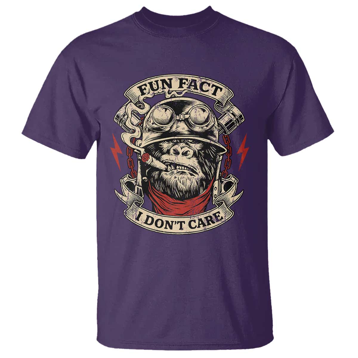 Fun Fact I Dont Care T Shirt Funny Smoking Gorilla Sarcastic TS11 Purple Print Your Wear