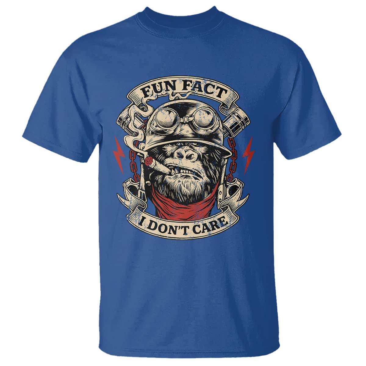 Fun Fact I Dont Care T Shirt Funny Smoking Gorilla Sarcastic TS11 Royal Blue Print Your Wear