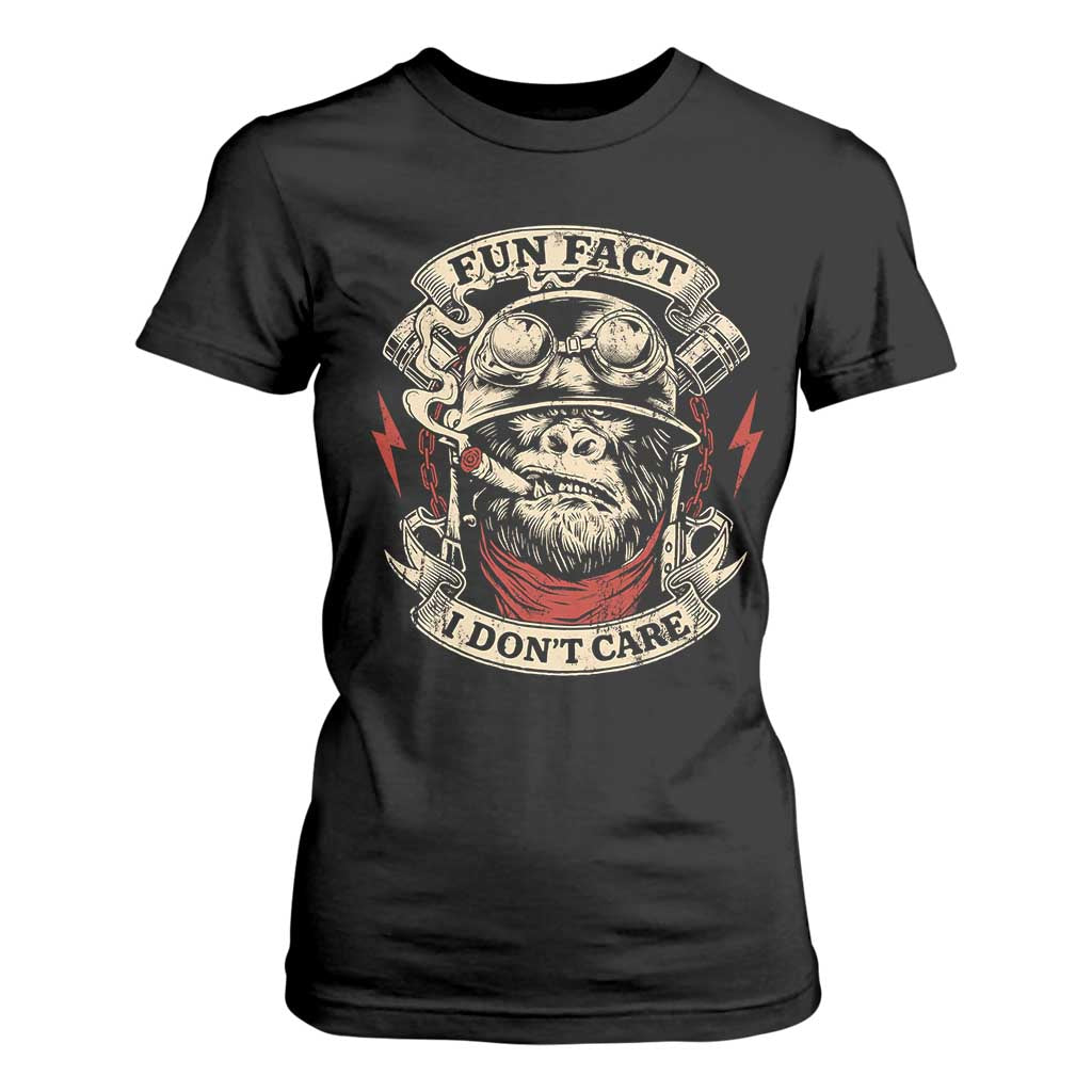 Fun Fact I Dont Care T Shirt For Women Funny Smoking Gorilla Sarcastic TS11 Black Print Your Wear