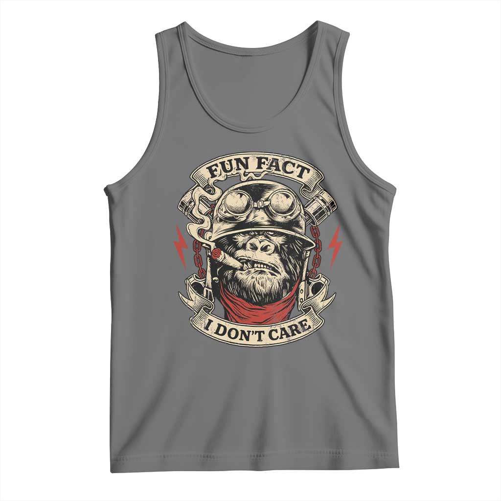 Fun Fact I Dont Care Tank Top Funny Smoking Gorilla Sarcastic TS11 Black Heather Print Your Wear