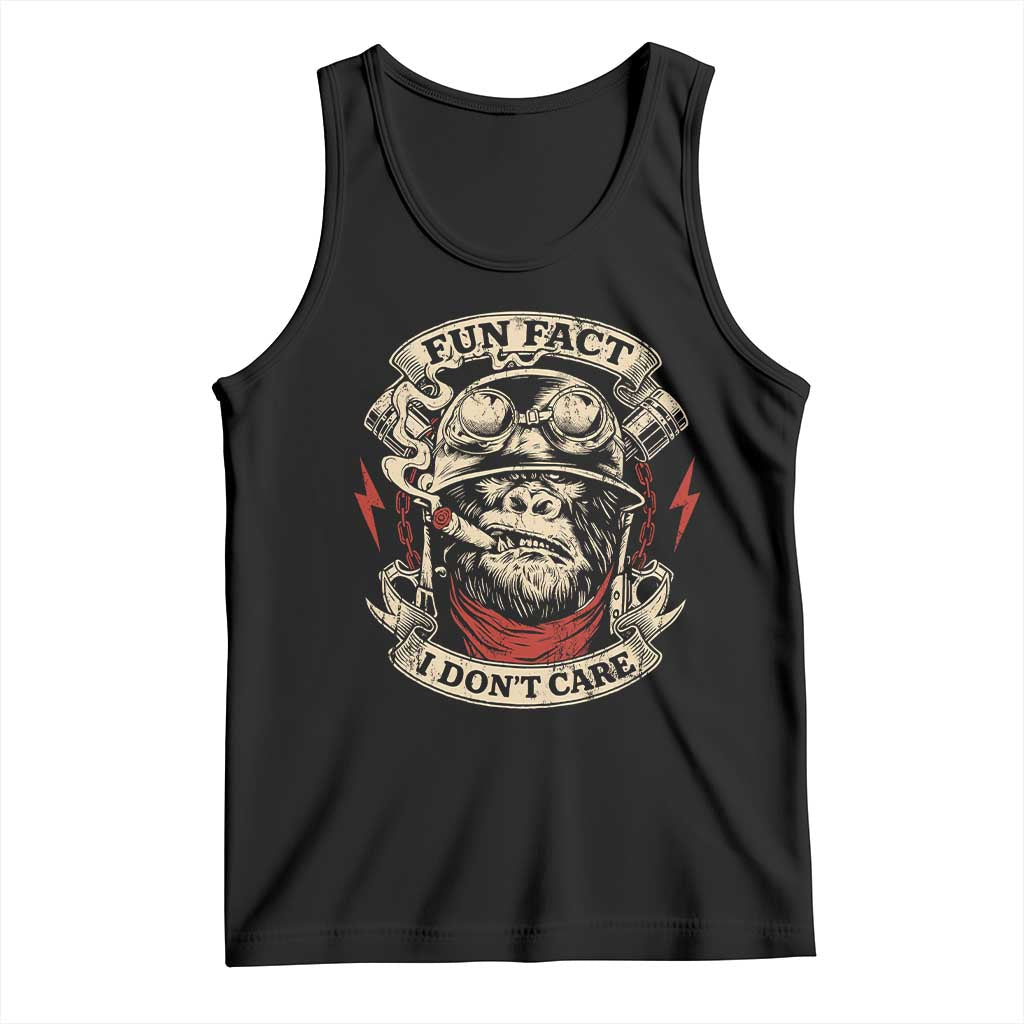 Fun Fact I Dont Care Tank Top Funny Smoking Gorilla Sarcastic TS11 Black Print Your Wear