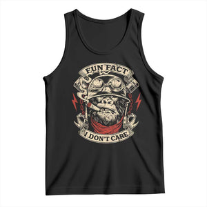 Fun Fact I Dont Care Tank Top Funny Smoking Gorilla Sarcastic TS11 Black Print Your Wear