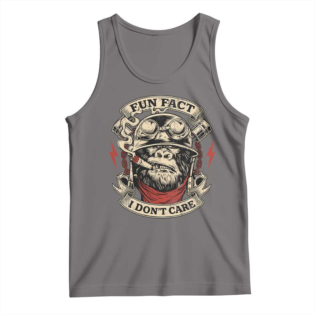 Fun Fact I Dont Care Tank Top Funny Smoking Gorilla Sarcastic TS11 Deep Heather Print Your Wear