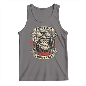 Fun Fact I Dont Care Tank Top Funny Smoking Gorilla Sarcastic TS11 Deep Heather Print Your Wear