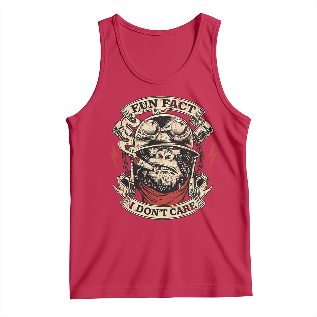 Fun Fact I Dont Care Tank Top Funny Smoking Gorilla Sarcastic TS11 Red Print Your Wear