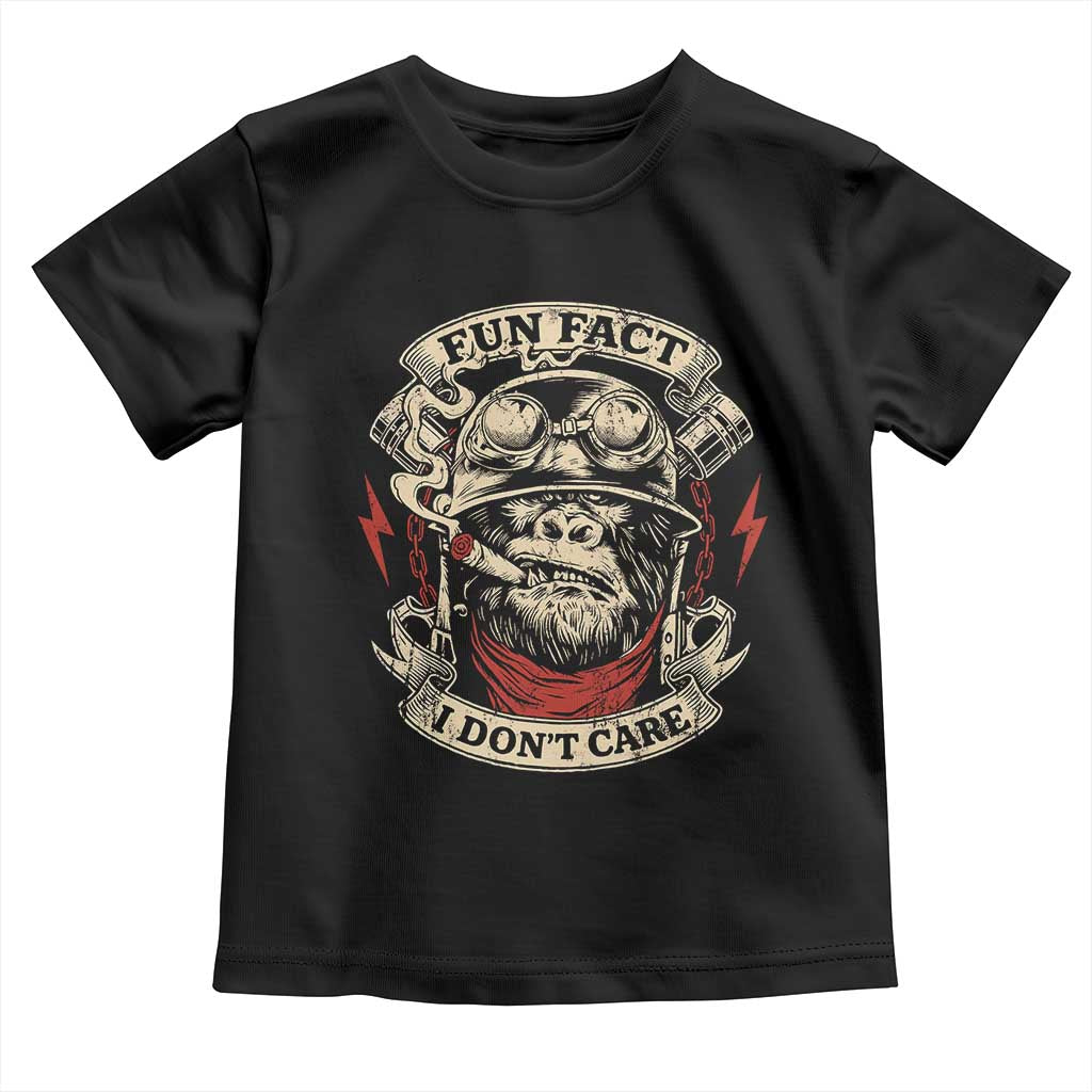 Fun Fact I Dont Care Toddler T Shirt Funny Smoking Gorilla Sarcastic TS11 Black Print Your Wear