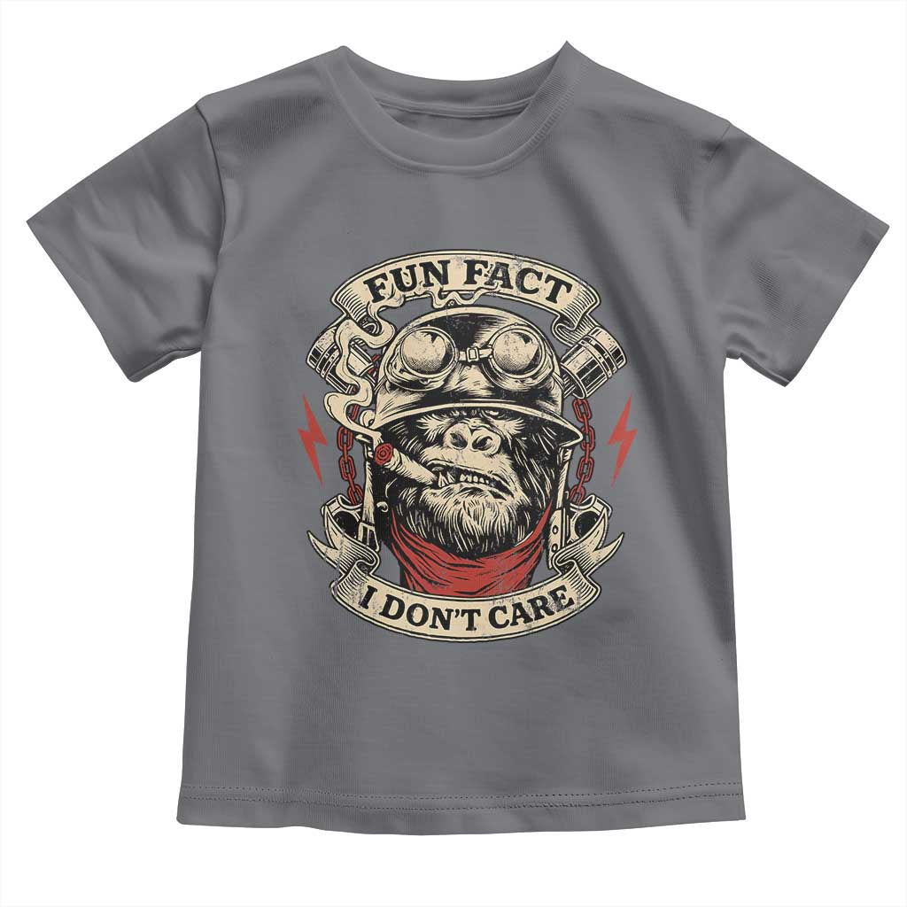 Fun Fact I Dont Care Toddler T Shirt Funny Smoking Gorilla Sarcastic TS11 Charcoal Print Your Wear