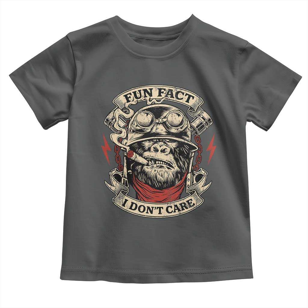 Fun Fact I Dont Care Toddler T Shirt Funny Smoking Gorilla Sarcastic TS11 Dark Heather Print Your Wear