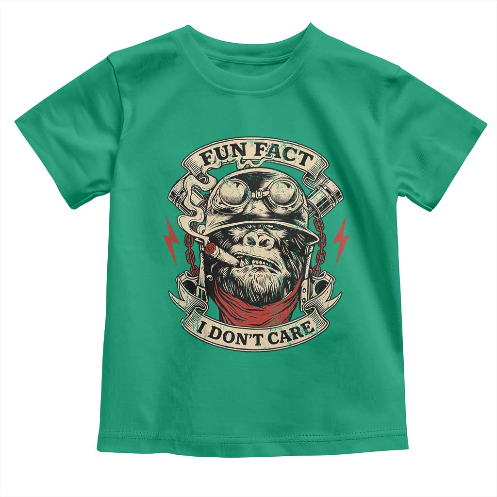Fun Fact I Dont Care Toddler T Shirt Funny Smoking Gorilla Sarcastic TS11 Irish Green Print Your Wear