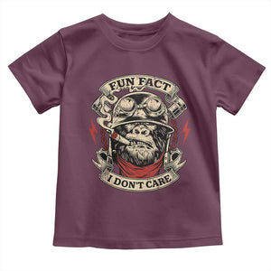 Fun Fact I Dont Care Toddler T Shirt Funny Smoking Gorilla Sarcastic TS11 Maroon Print Your Wear