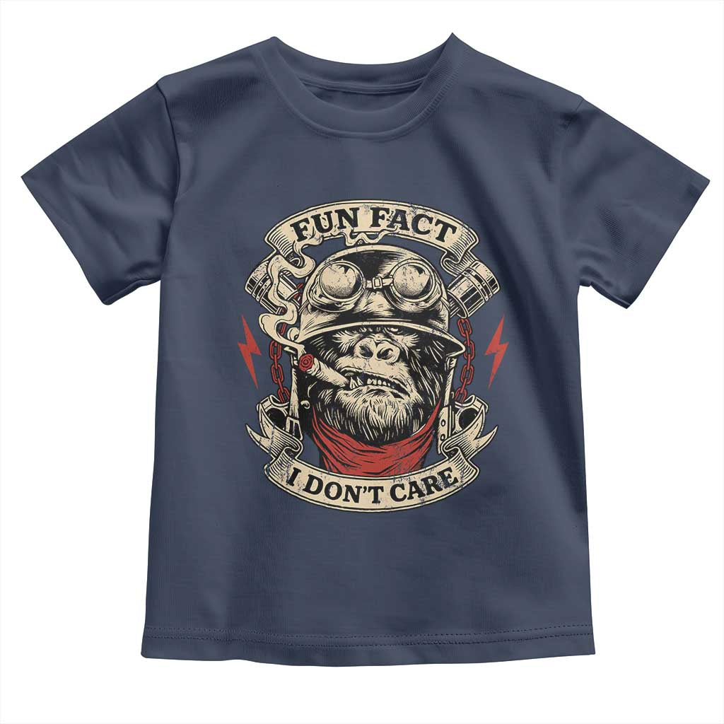 Fun Fact I Dont Care Toddler T Shirt Funny Smoking Gorilla Sarcastic TS11 Navy Print Your Wear