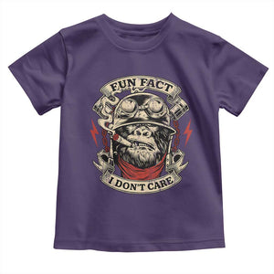 Fun Fact I Dont Care Toddler T Shirt Funny Smoking Gorilla Sarcastic TS11 Purple Print Your Wear