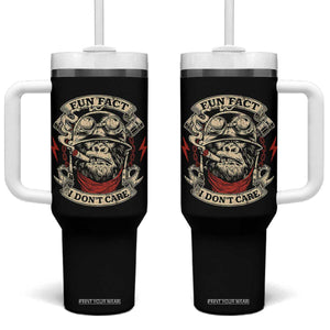 Fun Fact I Dont Care Tumbler With Handle Funny Smoking Gorilla Sarcastic TS11 One Size: 40 oz Black Print Your Wear