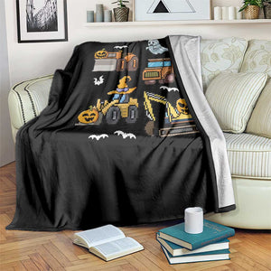 Funny Halloween Throw Blanket Spooky Construction Trucks Pumpkin Ghost Pixel TS11 Print Your Wear