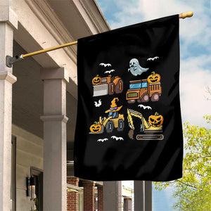 Funny Halloween Garden Flag Spooky Construction Trucks Pumpkin Ghost Pixel TS11 Print Your Wear