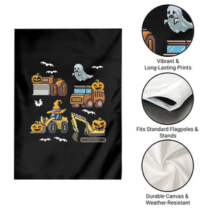Funny Halloween Garden Flag Spooky Construction Trucks Pumpkin Ghost Pixel TS11 Print Your Wear