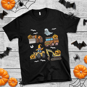 Funny Halloween T Shirt Spooky Construction Trucks Pumpkin Ghost Pixel TS11 Black Print Your Wear