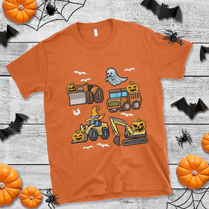 Funny Halloween T Shirt Spooky Construction Trucks Pumpkin Ghost Pixel TS11 Orange Print Your Wear