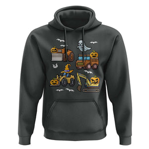 Funny Halloween Hoodie Spooky Construction Trucks Pumpkin Ghost Pixel TS11 Dark Heather Print Your Wear