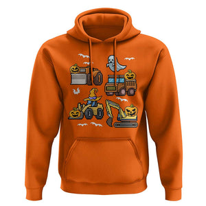 Funny Halloween Hoodie Spooky Construction Trucks Pumpkin Ghost Pixel TS11 Orange Print Your Wear
