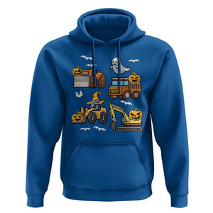 Funny Halloween Hoodie Spooky Construction Trucks Pumpkin Ghost Pixel TS11 Royal Blue Print Your Wear
