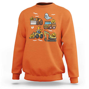 Funny Halloween Sweatshirt Spooky Construction Trucks Pumpkin Ghost Pixel TS11 Orange Print Your Wear