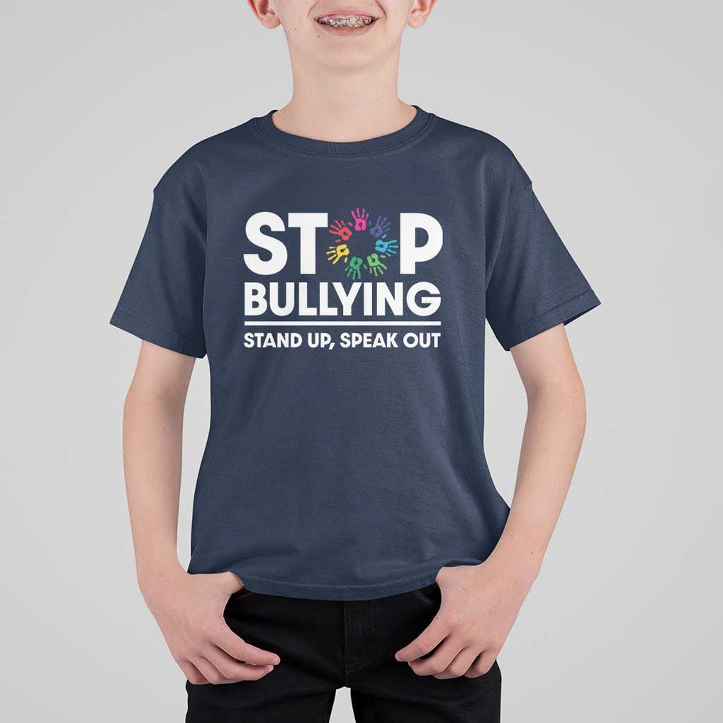 Unity Day T Shirt For Kid Stop Bullying Stand Up Speak Out Hand Prints Anti Bullying Awareness TS11 Navy Print Your Wear