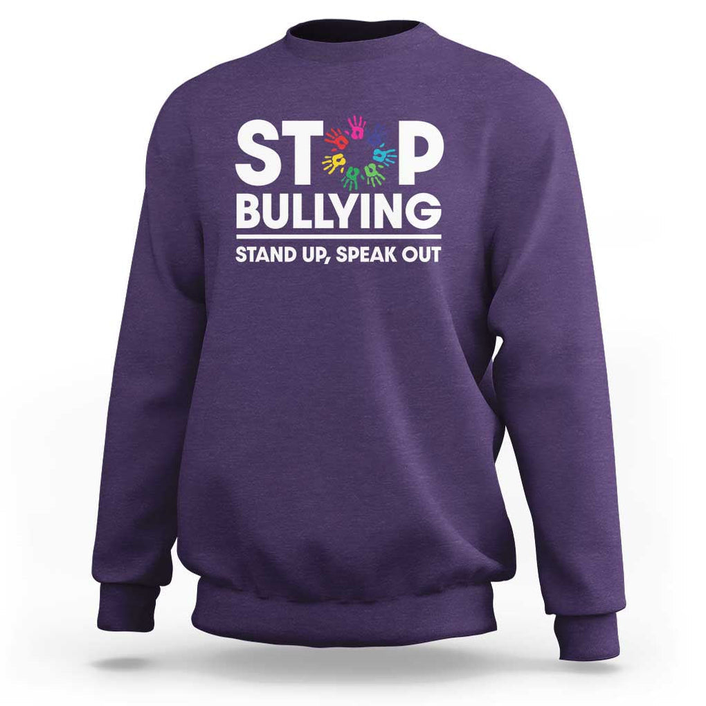 Unity Day Sweatshirt Stop Bullying Stand Up Speak Out Hand Prints Anti Bullying Awareness TS11 Purple Print Your Wear
