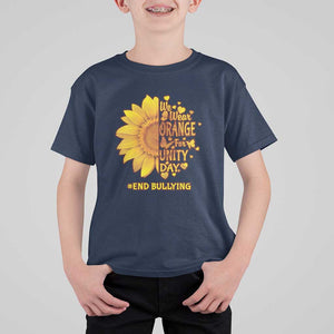 Anti Bullying Awareness T Shirt For Kid We Wear Orange For Unity Day End Bullying Sunflower TS11 Navy Print Your Wear