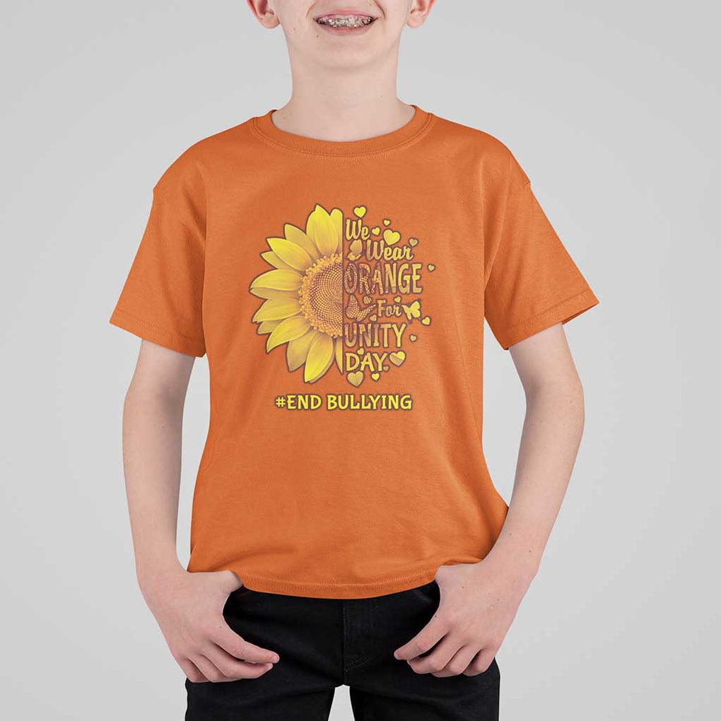 Anti Bullying Awareness T Shirt For Kid We Wear Orange For Unity Day End Bullying Sunflower TS11 Orange Print Your Wear