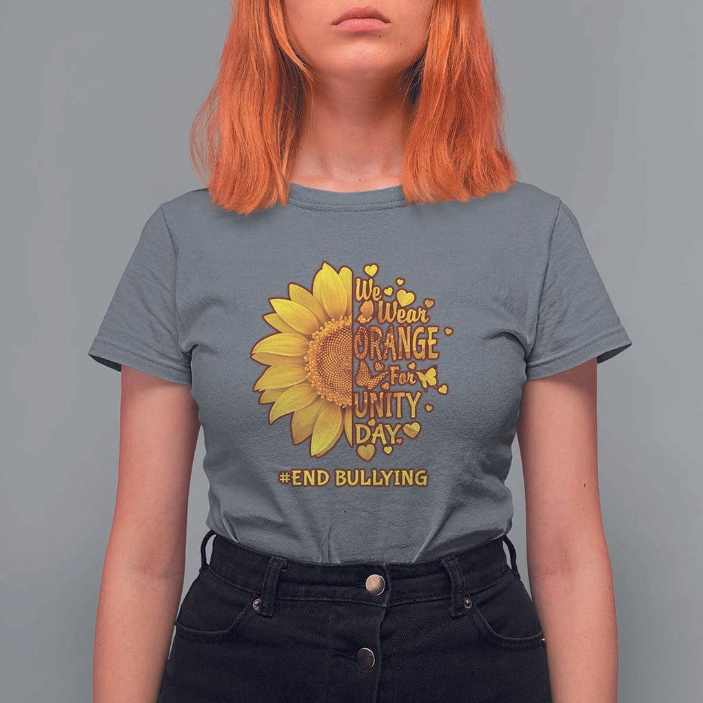 Anti Bullying Awareness T Shirt For Women We Wear Orange For Unity Day End Bullying Sunflower TS11 Charcoal Print Your Wear