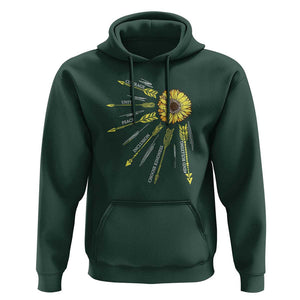 Anti Bullying Awareness Hoodie Courage Unity Peace Inclusion Choose Kindness Sunflower TS11 Dark Forest Green Print Your Wear