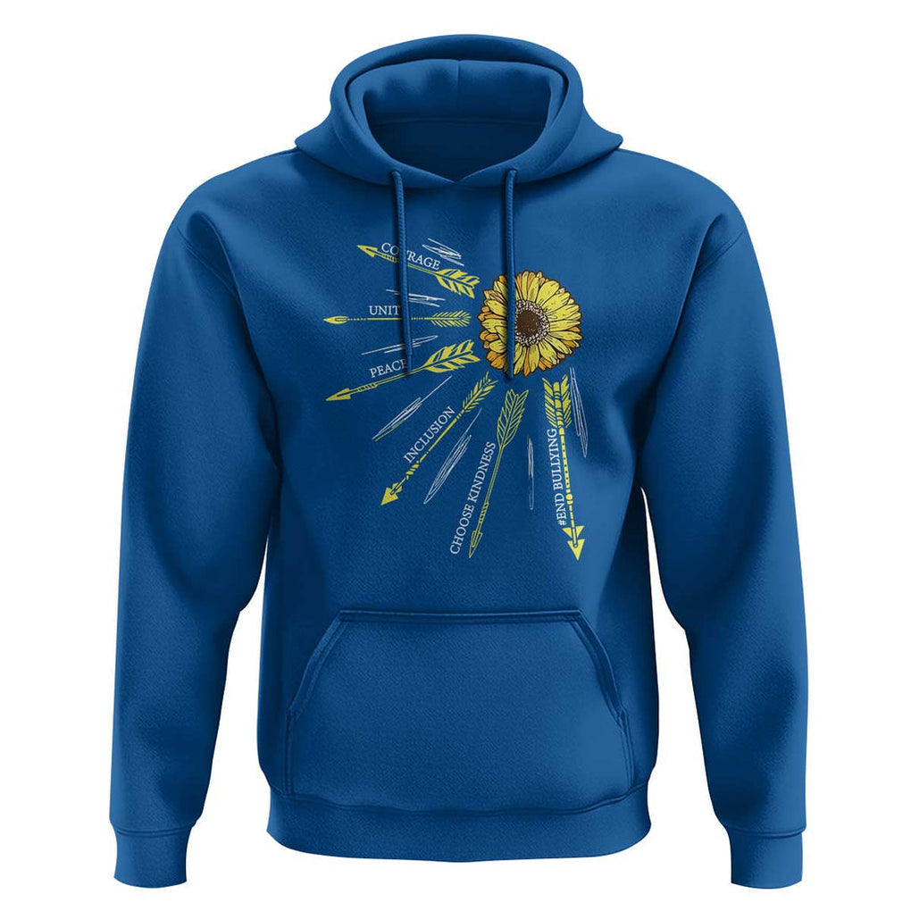 Anti Bullying Awareness Hoodie Courage Unity Peace Inclusion Choose Kindness Sunflower TS11 Royal Blue Print Your Wear
