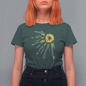 Anti Bullying Awareness T Shirt For Women Courage Unity Peace Inclusion Choose Kindness Sunflower TS11 Dark Forest Green Print Your Wear