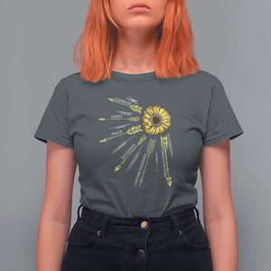 Anti Bullying Awareness T Shirt For Women Courage Unity Peace Inclusion Choose Kindness Sunflower TS11 Dark Heather Print Your Wear