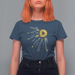 Anti Bullying Awareness T Shirt For Women Courage Unity Peace Inclusion Choose Kindness Sunflower TS11 Navy Print Your Wear