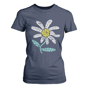 Anti Bullying Awareness T Shirt For Women End Bullying Courage Kindness Peace Inclusion Daisy Flower TS11 Navy Print Your Wear