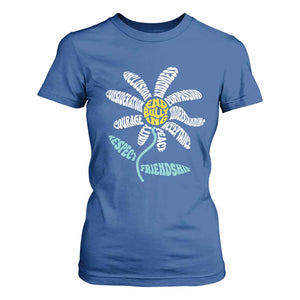 Anti Bullying Awareness T Shirt For Women End Bullying Courage Kindness Peace Inclusion Daisy Flower TS11 Royal Blue Print Your Wear
