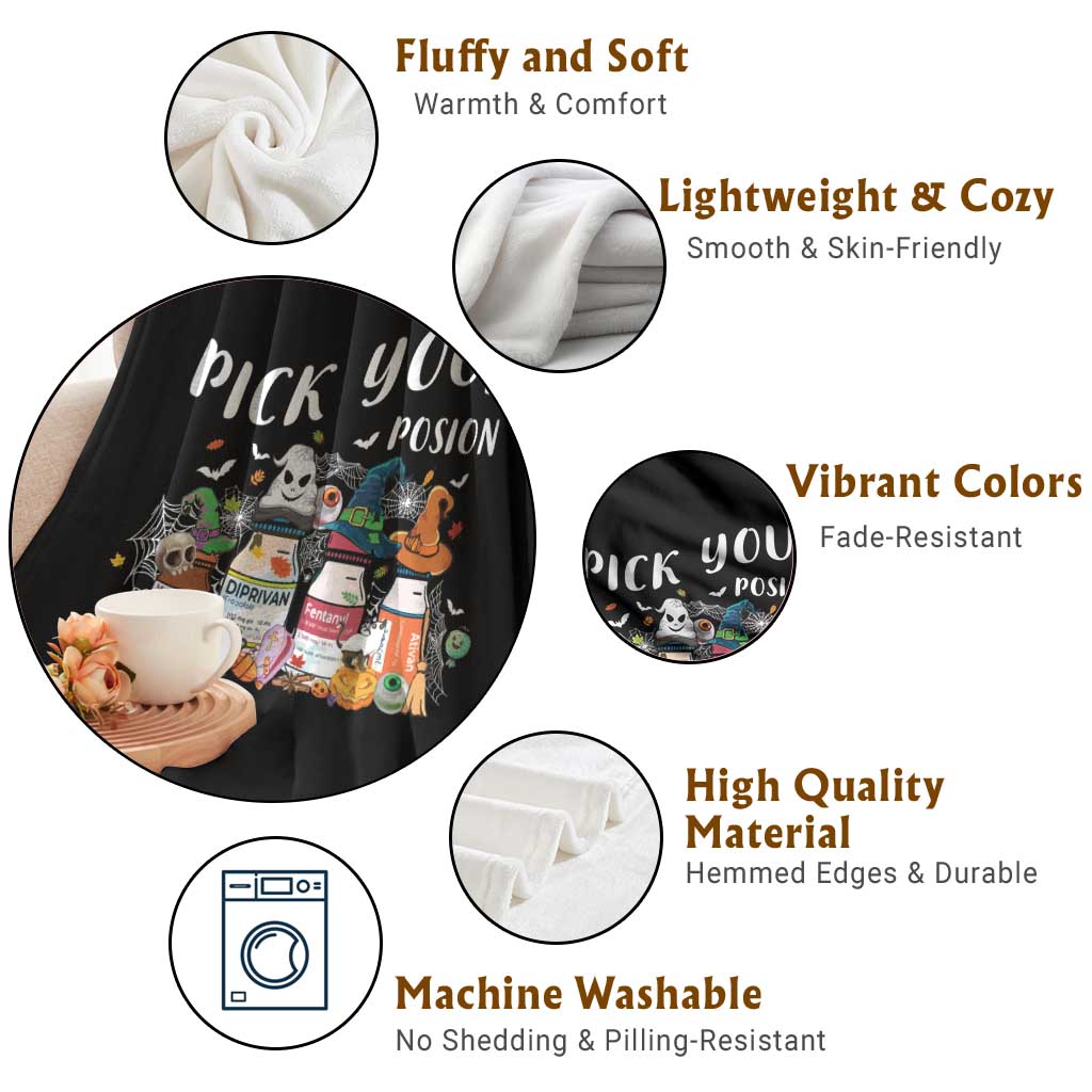 Halloween Nurse Throw Blanket Pick Your Poison Pharmacy Witches TS11 Print Your Wear